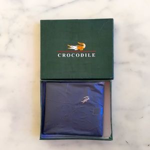 NWT. Crocodile Men's Leather Wallet with Carved Brand Name and Silver Logo.